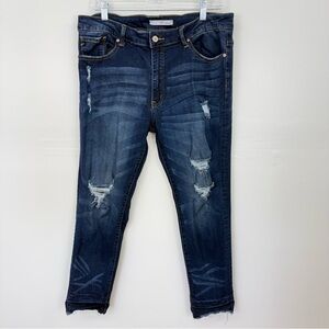 KanCan Dark Blue Distressed Ankle Jeans P15